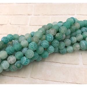 Green Crackle Agate Beads Jewelry Making Supplies